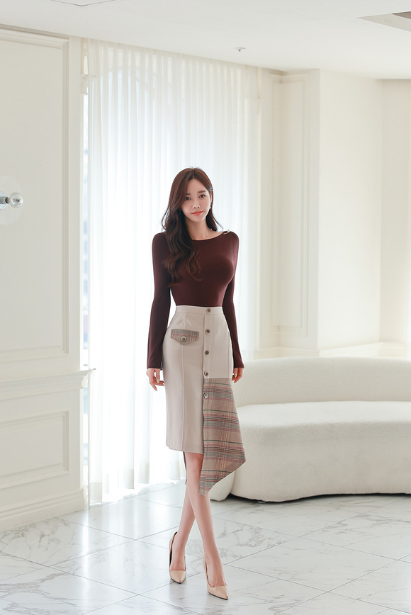 240327_RO更新(糖浆红酒暗调方格斜衩淑女裙)