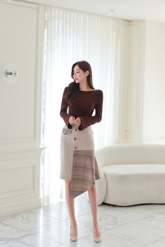 240327_RO更新(糖浆红酒暗调方格斜衩淑女裙)