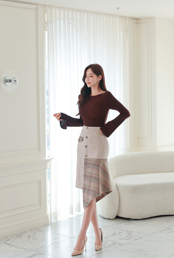 240327_RO更新(糖浆红酒暗调方格斜衩淑女裙)