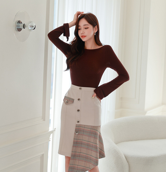 240327_RO更新(糖浆红酒暗调方格斜衩淑女裙)