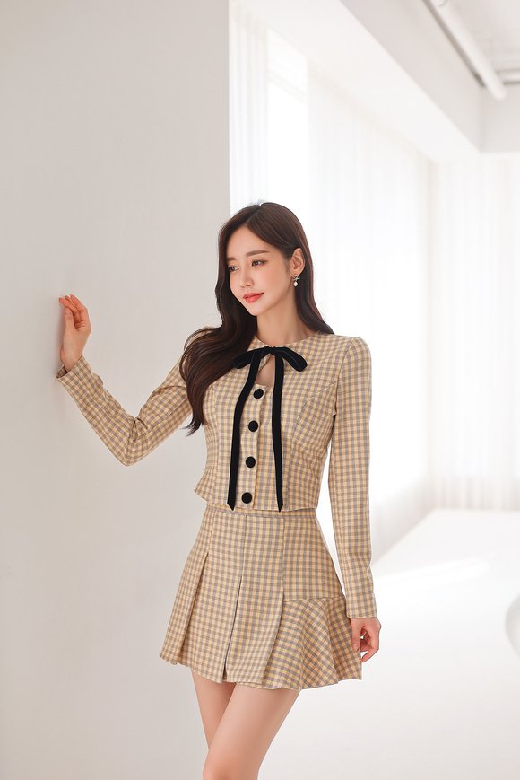 240307_RO更新(雅黄络纹网格文艺系带百褶裙)