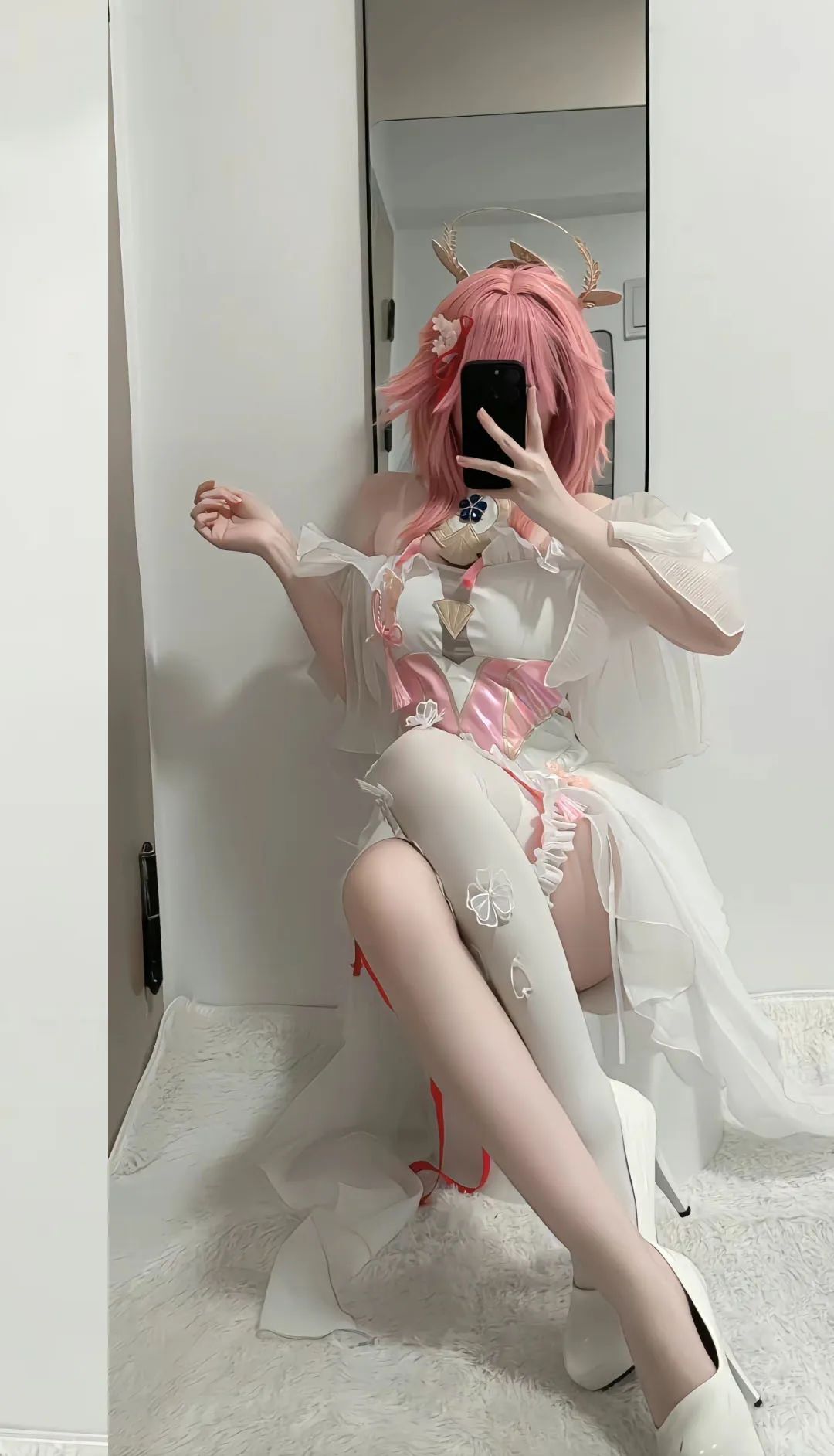 原神cos：勒肉白丝+制服，刻晴太清凉了！白丝JK绫华，雪白婚纱神子太顶级了！