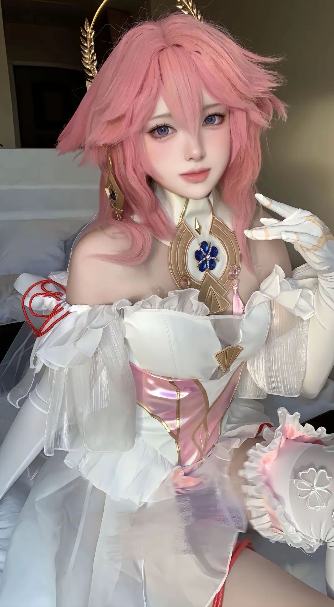 原神cos：芙芙新服装太可爱了！爆衣形态的雷神谁见过？白丝婚纱神子，满足了玩家的所有愿望！