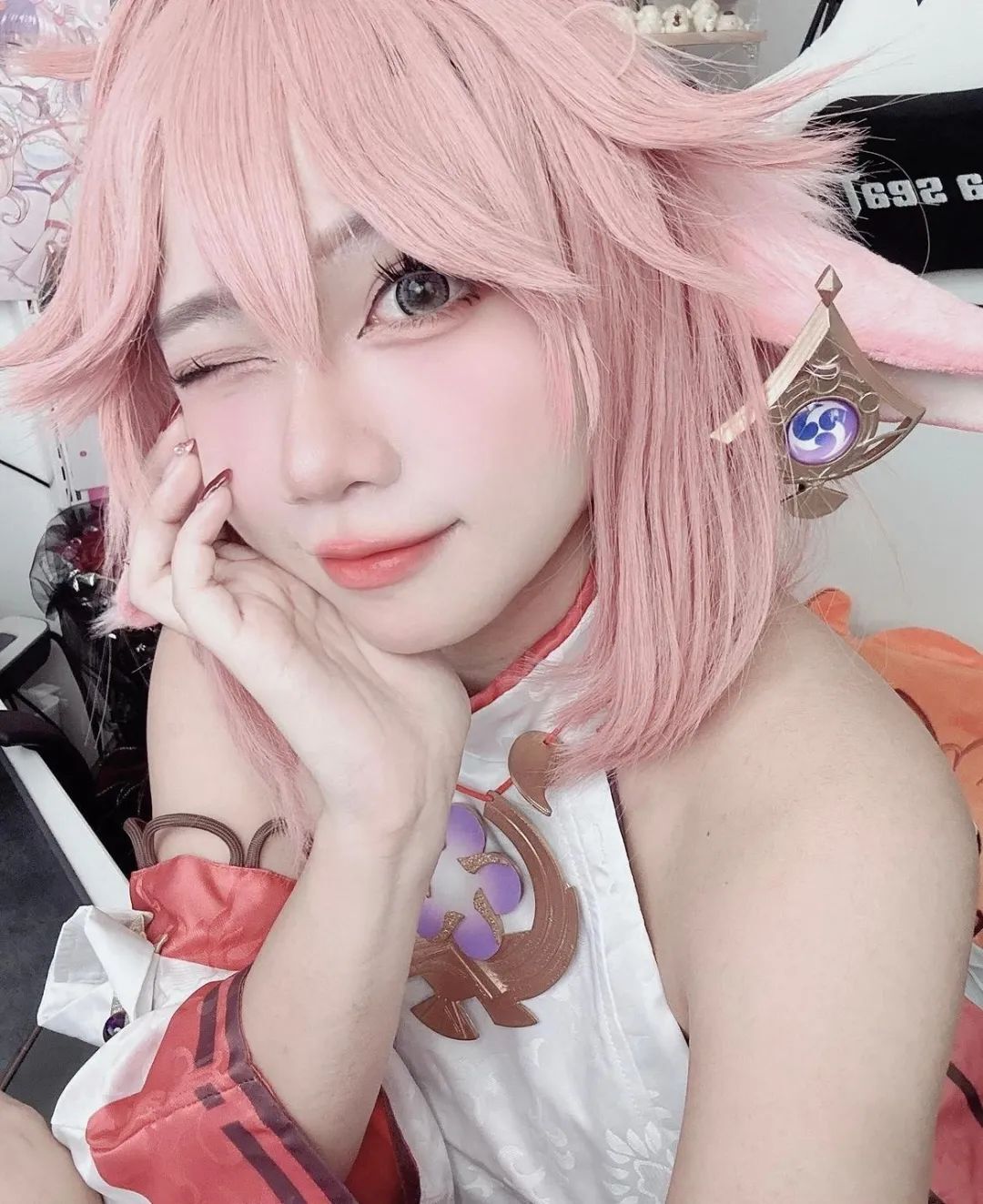 原神coc：申鹤咬衣服太顶级了！八重神子眼神迷离神秘魅惑，雷神胸口拔刀太可爱了！