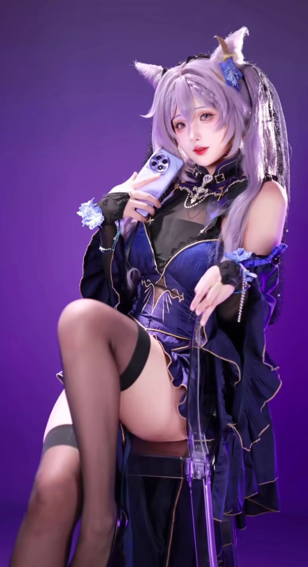 原神cos：黑丝+制服，OL申鹤让人狂喜！刻晴白丝制服，雷神新服装真是太顶了！