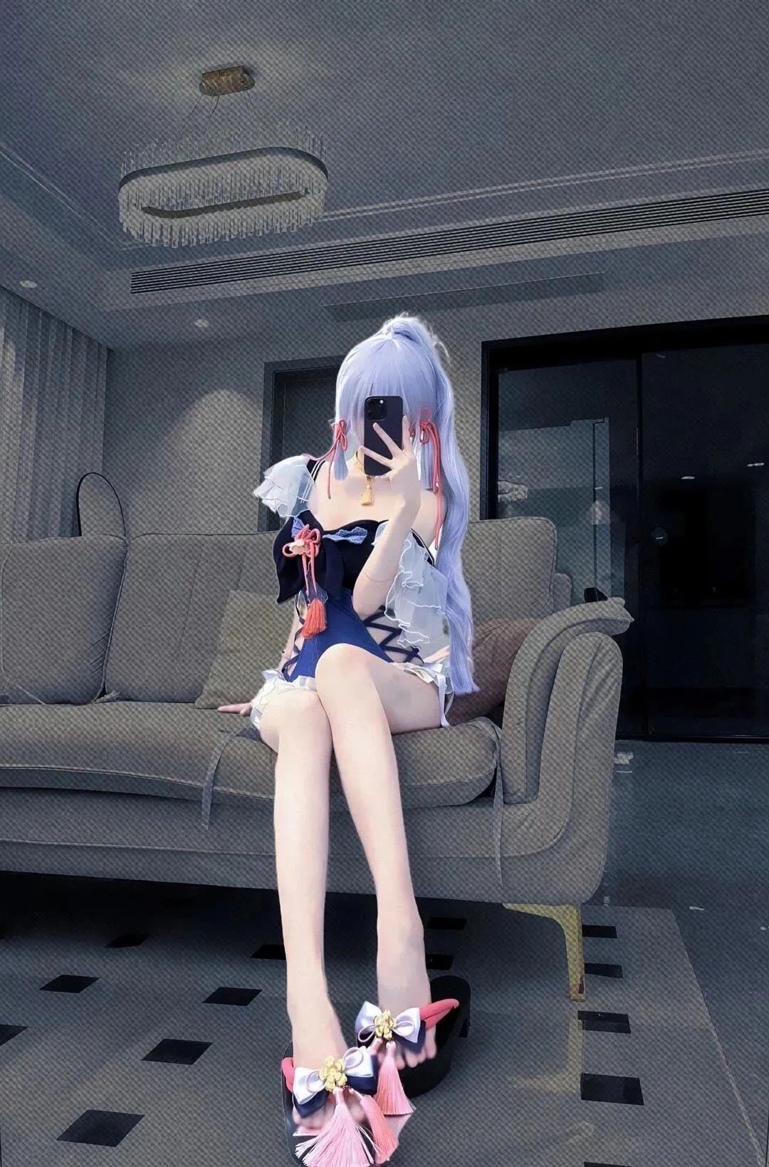 原神cos：黑丝+白色制服，雷神太顶了！申鹤极品黑丝！邪魅甘雨，泳装绫华太美了！