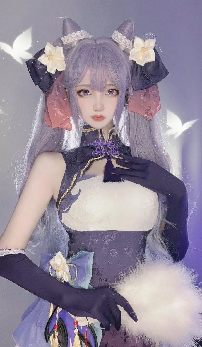 原神cos：黑丝+制服，OL刻晴果然御！抹胸吊带申鹤太顶了！女仆甘雨+雷神我爱了！