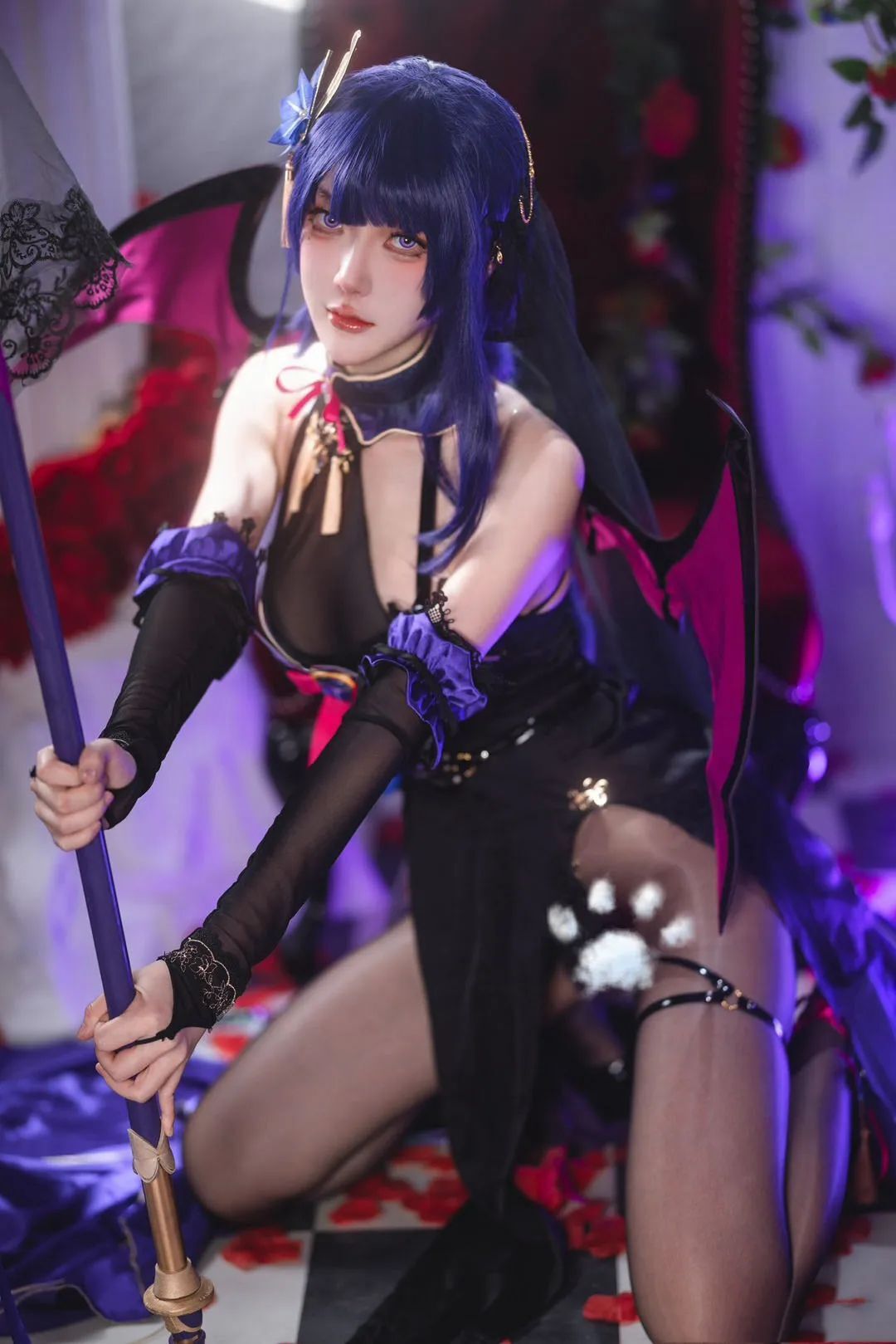 原神cos：黑丝+旗袍，申鹤太美了！女士大长腿真好看！邪魅雷神，神子大人的旗袍装太顶级了！