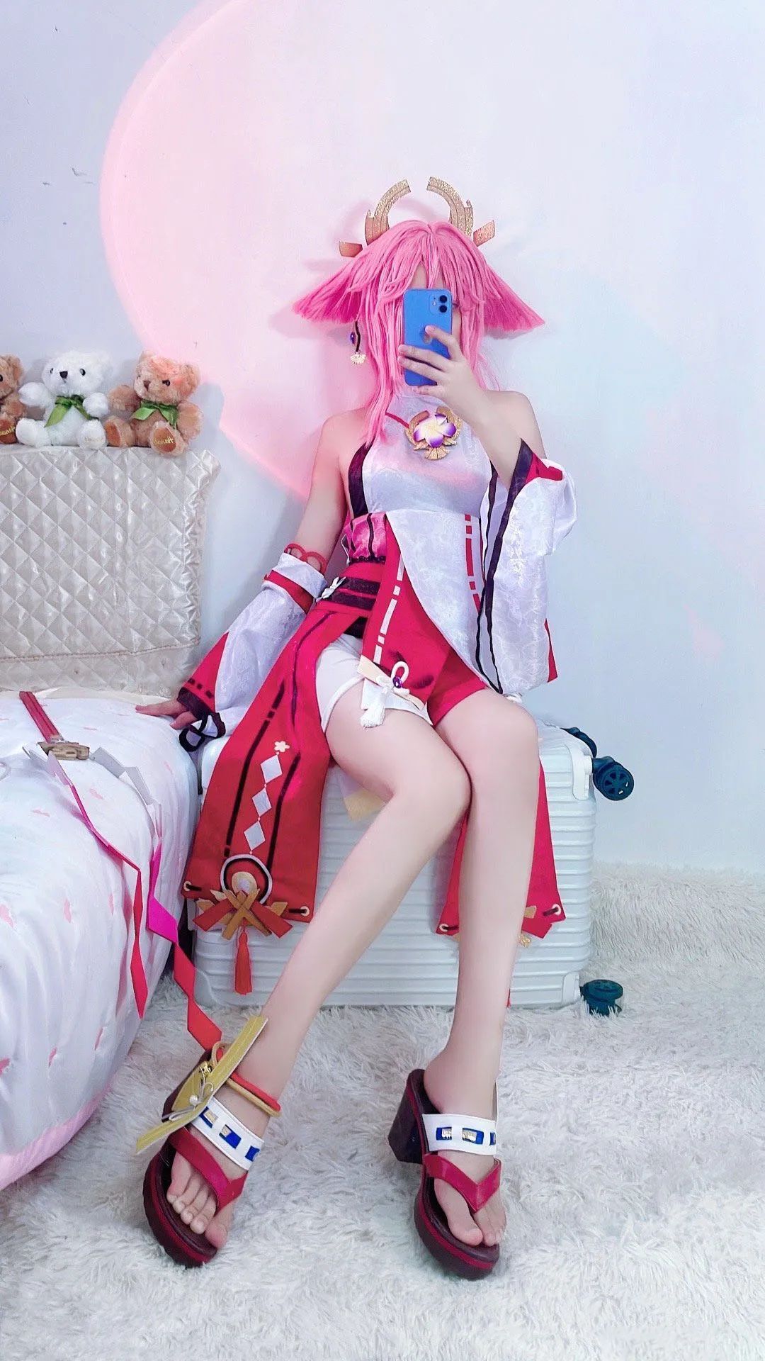 原神cos：黑丝+白色制服，雷神太顶了！绷带宵宫真御！早柚变大了！