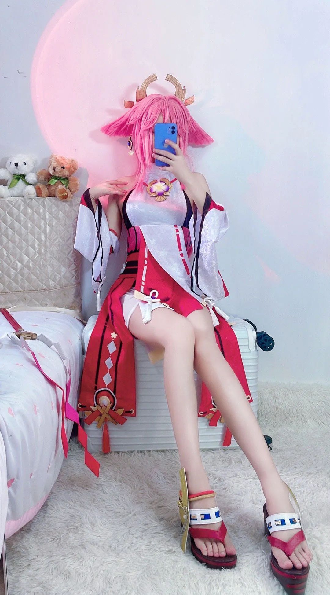 原神cos：黑丝+白色制服，雷神太顶了！绷带宵宫真御！早柚变大了！