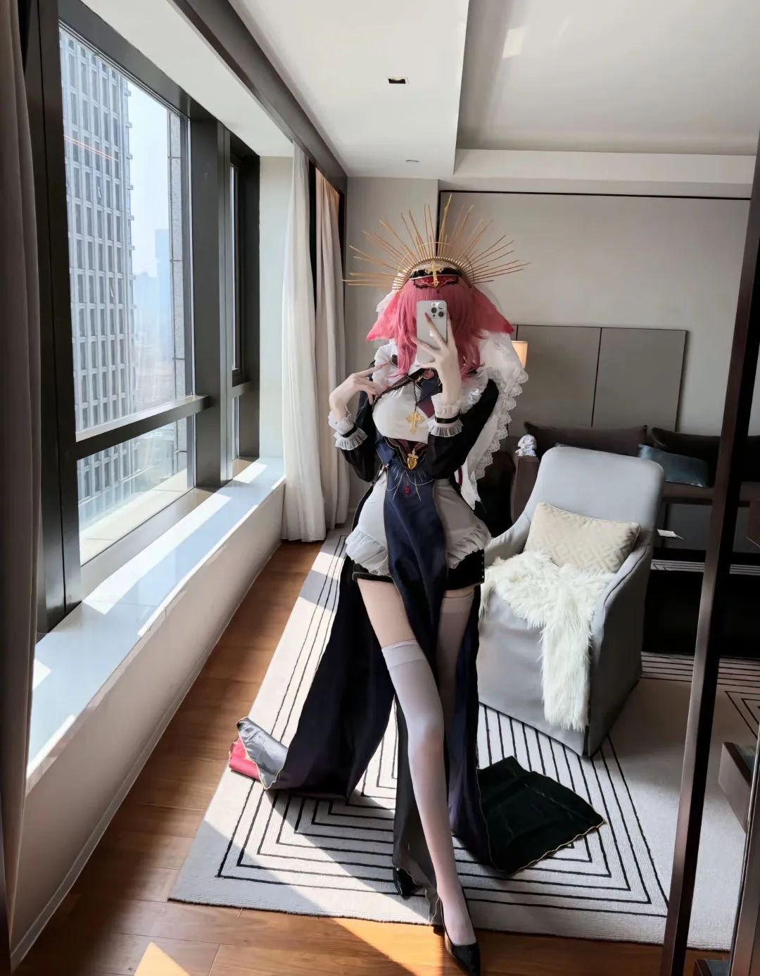 原神cos：黑丝+短裤，赛车女郎申鹤太顶了！黑丝兔女郎甘雨！白丝女仆雷神绫华我爱了！