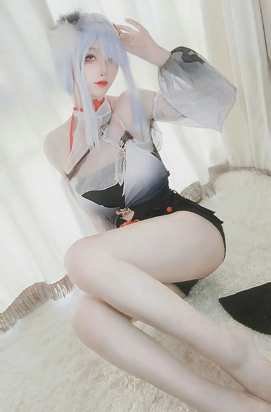 原神cos：黑丝+制服，OL刻晴果然御！抹胸吊带申鹤太顶了！女仆甘雨+雷神我爱了！