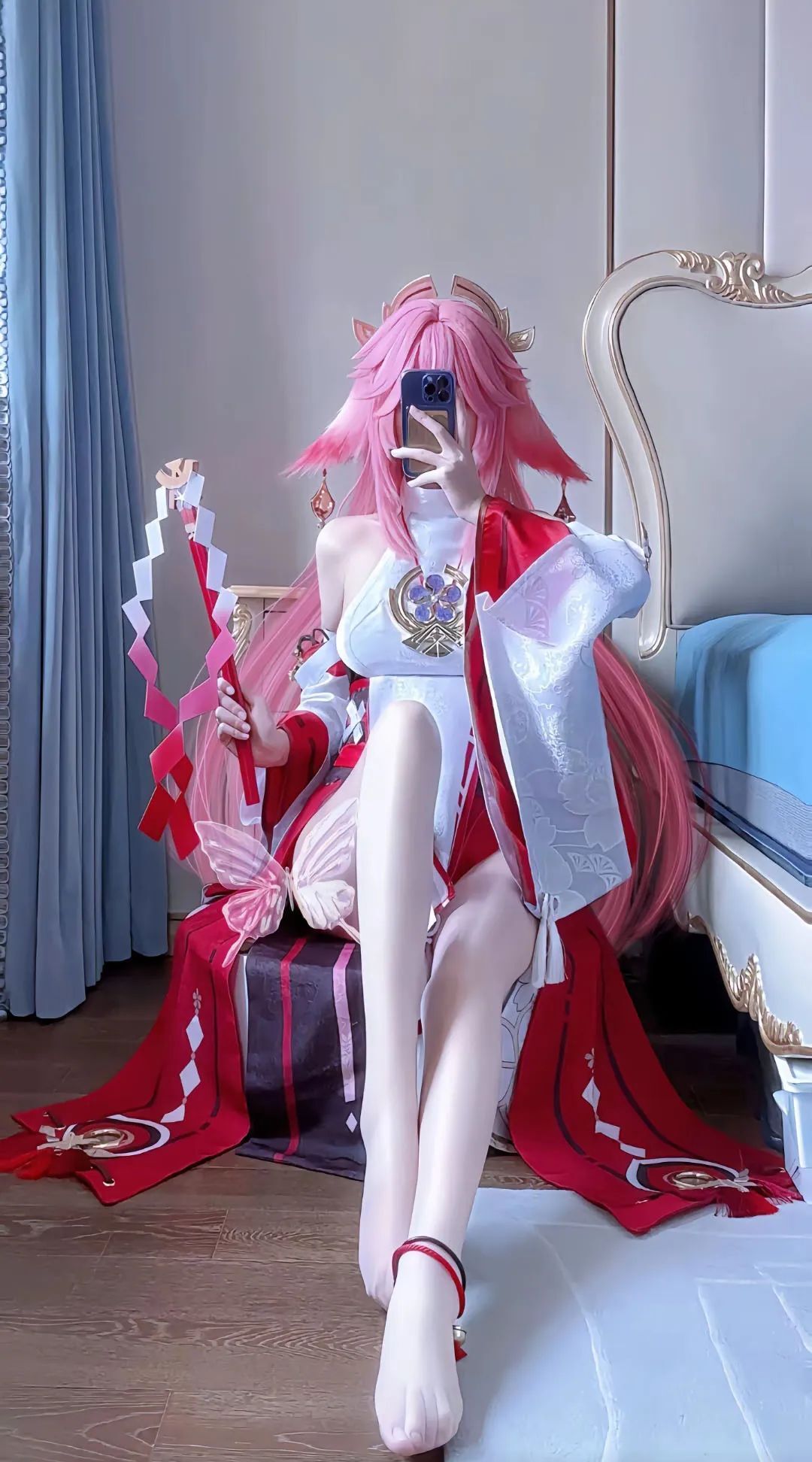 原神cos：破洞黑丝+制服，甘雨太顶了！超短裙心海巨可爱！黑丝双马尾莫娜，黑丝皮裤雷神让人狂喜！