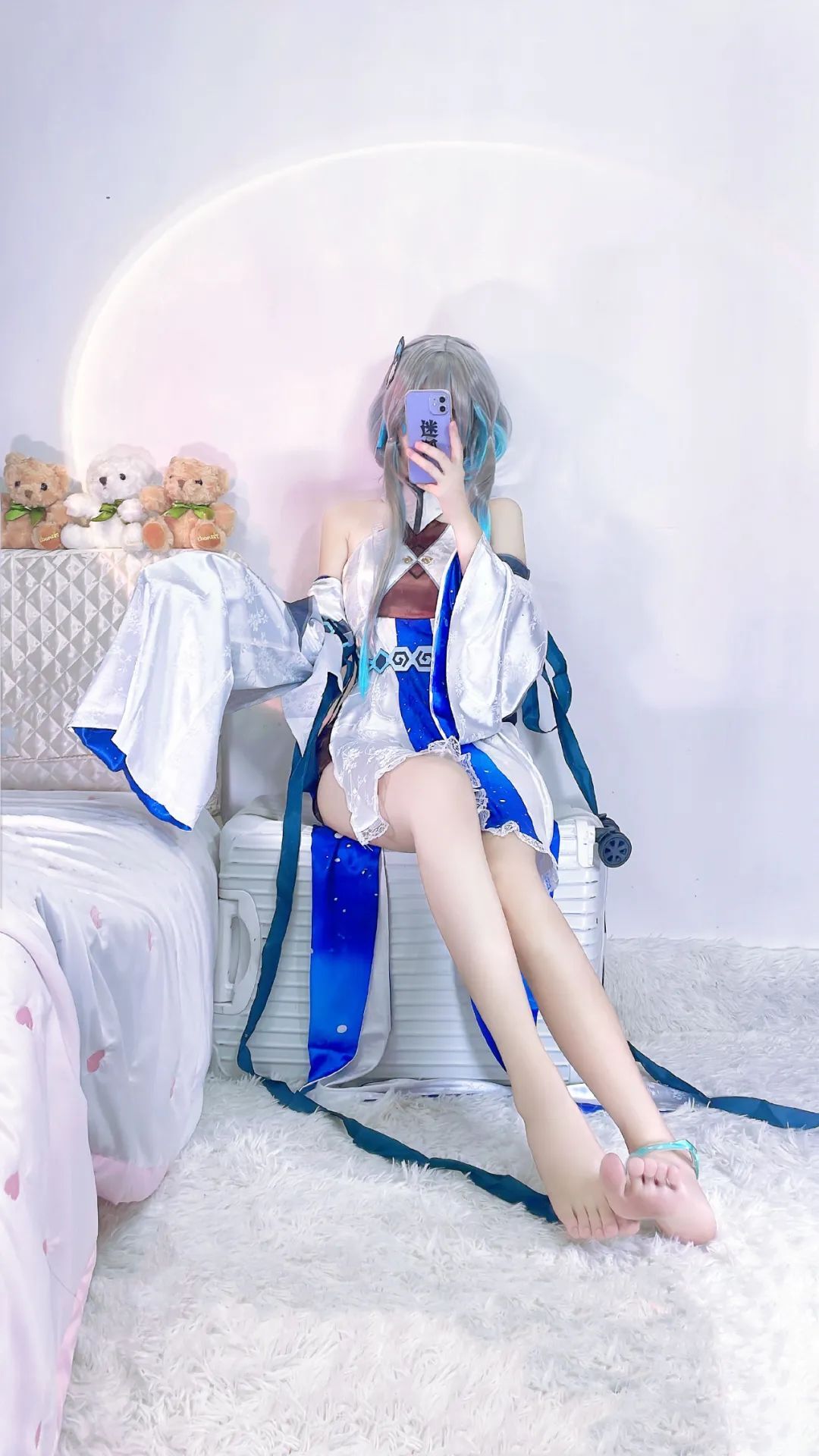 原神cos：裸足+开叉短裙，归终真是白月光！护士刻晴，猫耳林尼特太顶了！