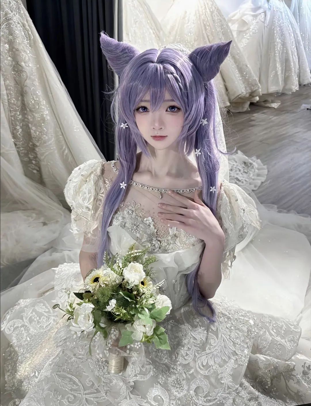 原神cos：黑丝连衣裙刻晴美出新高度！古装汉服甘雨，大草神，雷神制服，绫华女仆让人狂喜！