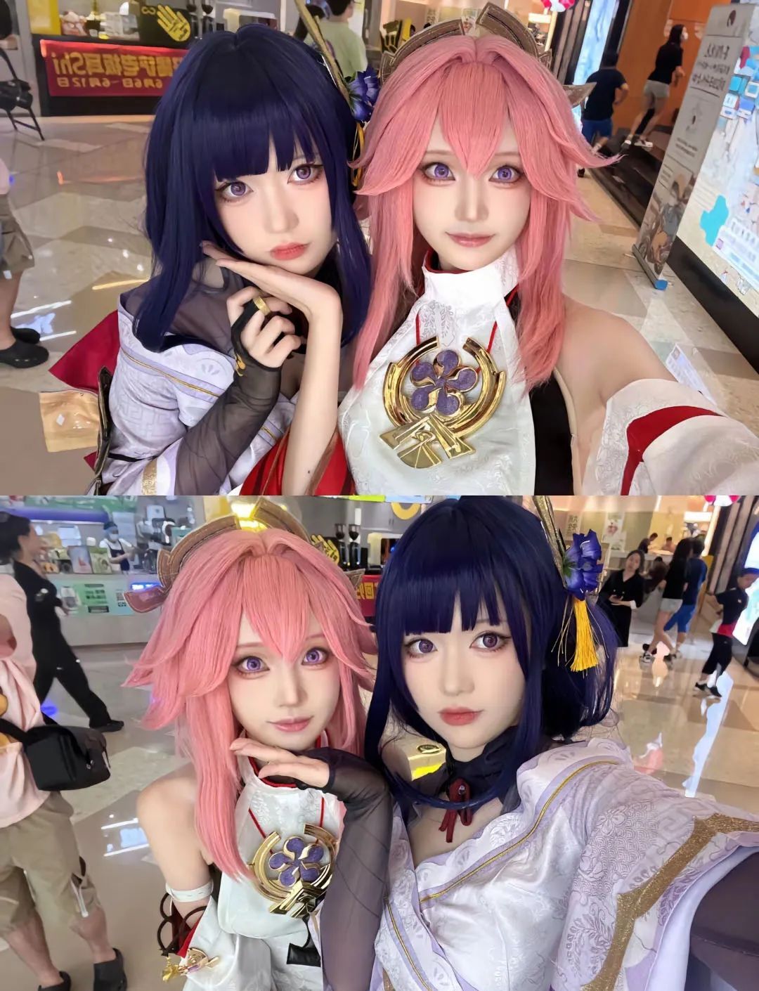 原神cos：黑丝+双马尾，女仆莫娜太美了！泳装妮露，和服雷神，绮良良表情太萌了！
