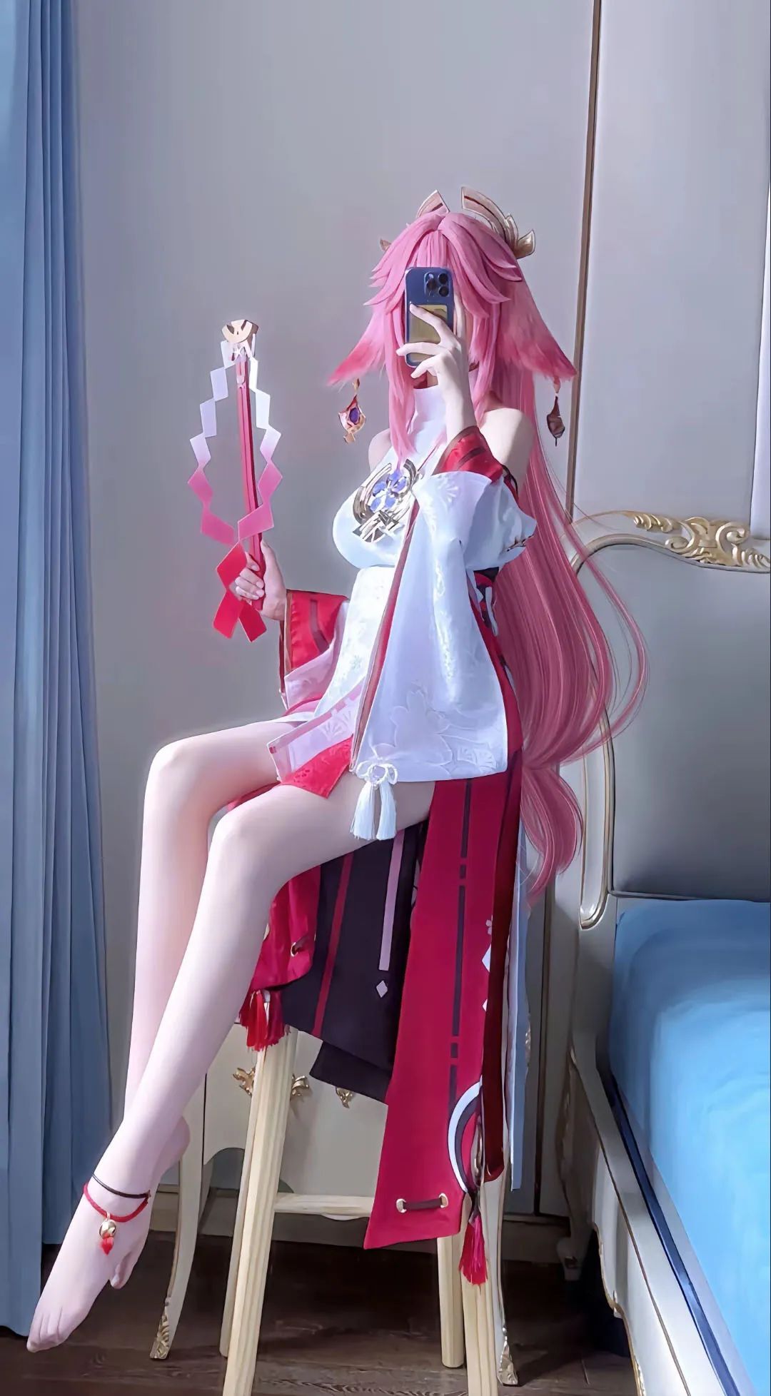 原神cos：破洞黑丝+制服，甘雨太顶了！超短裙心海巨可爱！黑丝双马尾莫娜，黑丝皮裤雷神让人狂喜！
