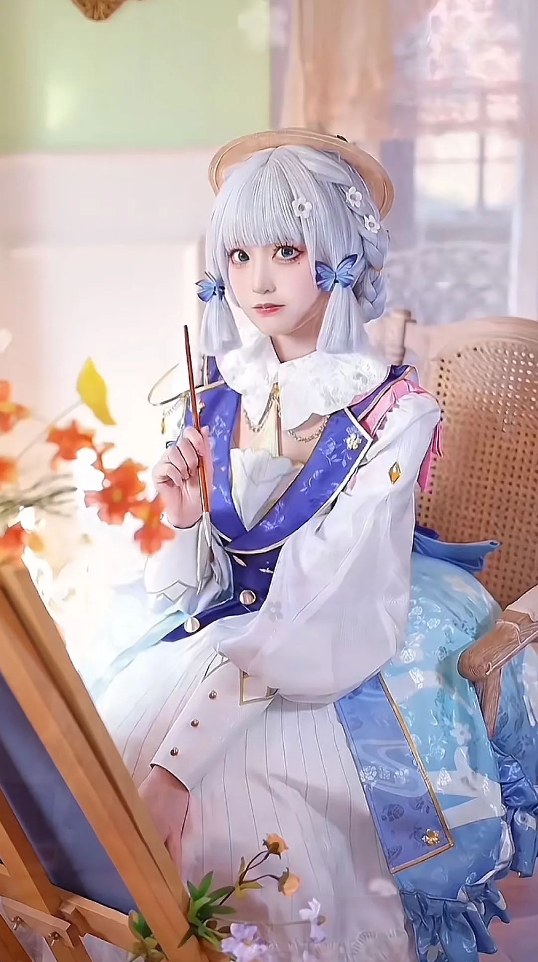 原神cos：女仆胡桃，黑色连衣裙优菈，双马尾女仆莫娜让人狂喜！公主裙心海太甜美了！