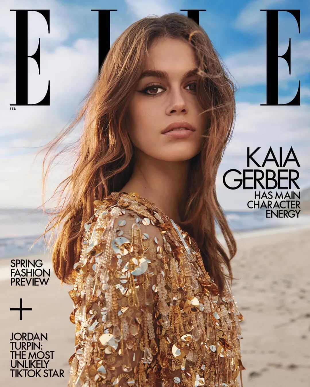 超模 | 凯亚·格伯《ELLE》封面写真，马里布沙滩性感摄影