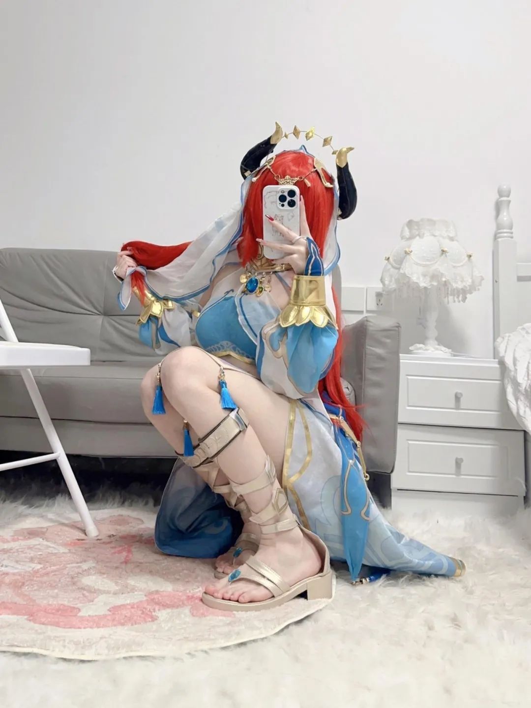 原神cos：黑丝+双马尾，女仆刻晴太美了！泳装绫华，制服OL雷神，女仆甘雨让人狂喜！