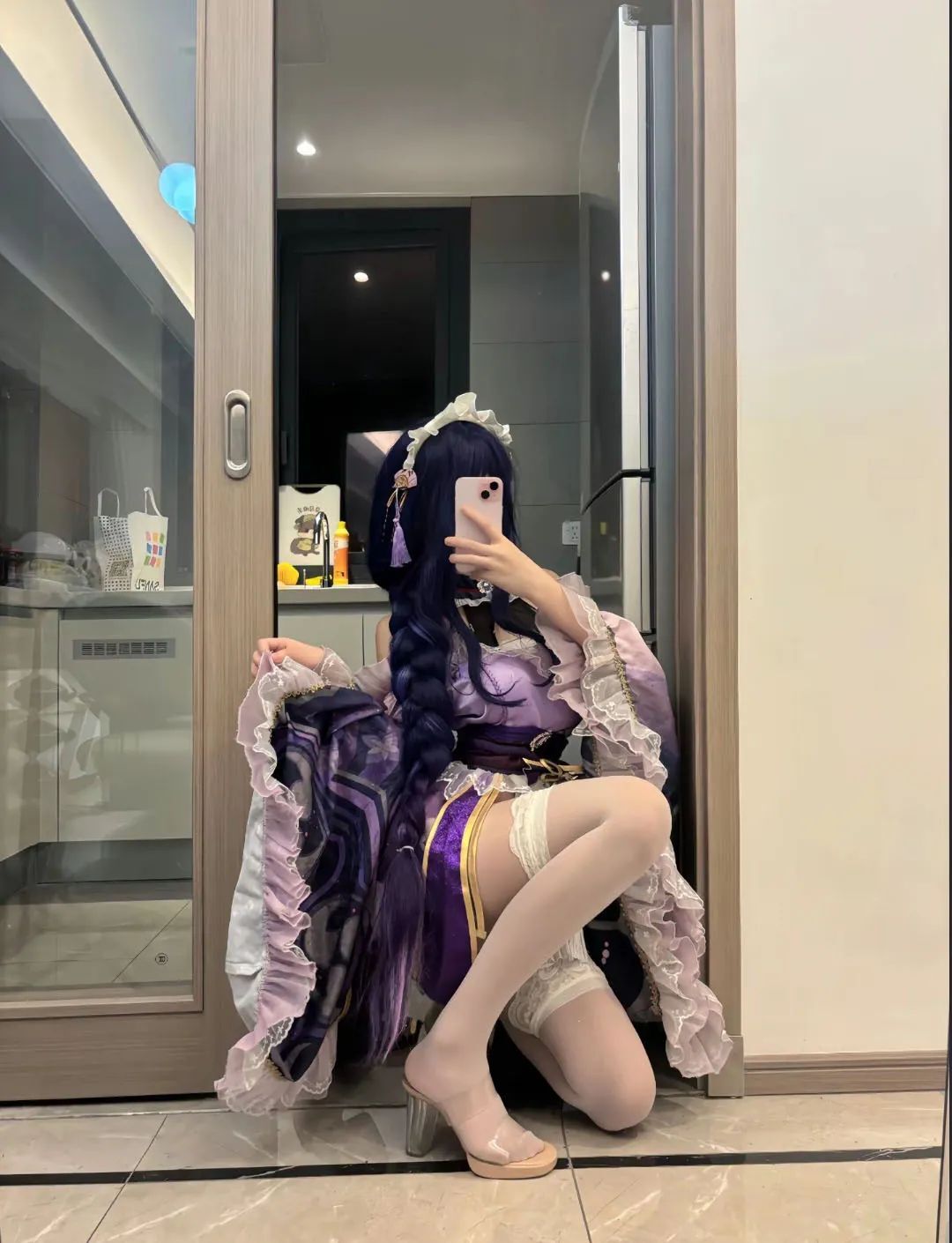 原神cos：黑丝+制服，雷神太御了！黑丝旗袍申鹤，白丝女仆雷神，婚纱刻晴，兔女郎心海谁能不爱？