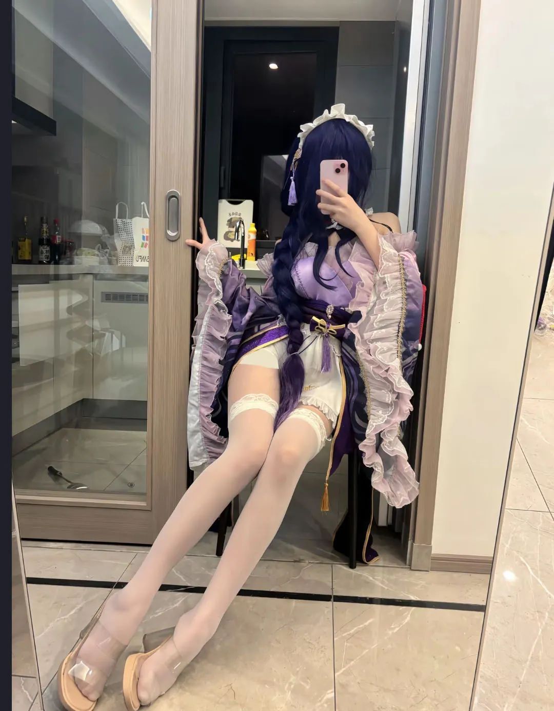 原神cos：黑丝+制服，雷神太御了！黑丝旗袍申鹤，白丝女仆雷神，婚纱刻晴，兔女郎心海谁能不爱？