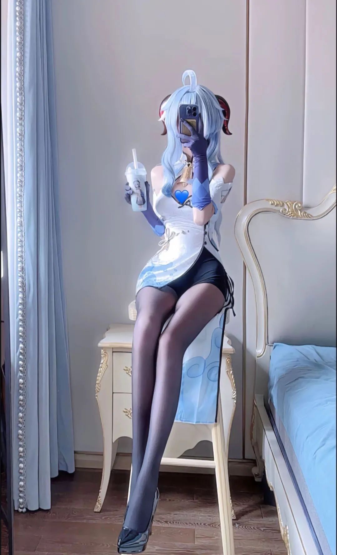 原神cos：破洞黑丝+制服，甘雨太顶了！超短裙心海巨可爱！黑丝双马尾莫娜，黑丝皮裤雷神让人狂喜！