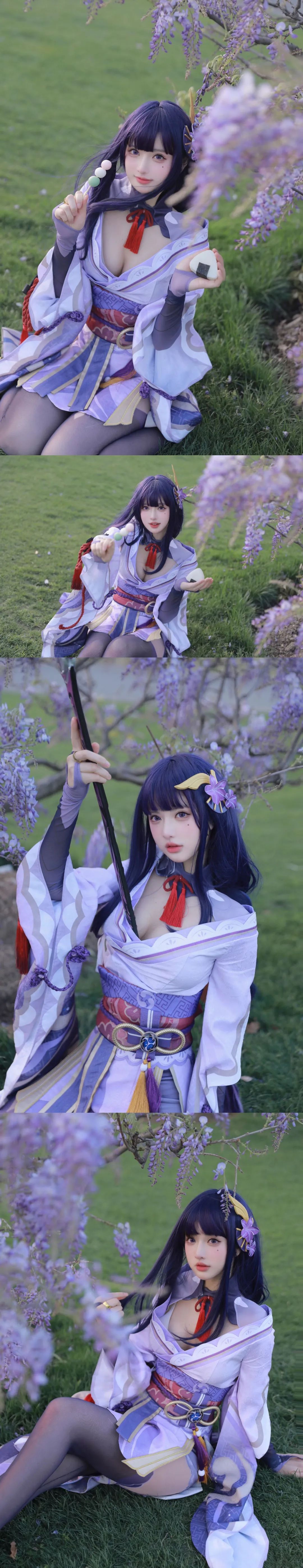 原神coc：申鹤咬衣服太顶级了！八重神子眼神迷离神秘魅惑，雷神胸口拔刀太可爱了！