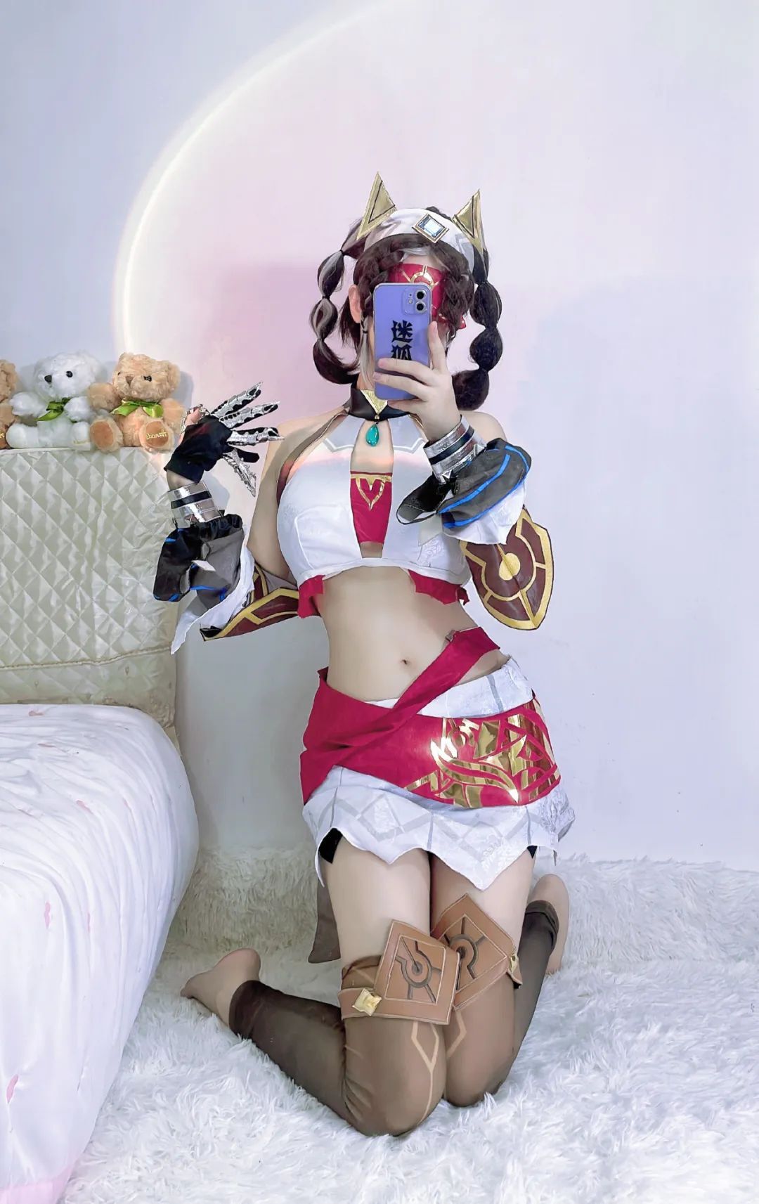 原神cos：黑丝+白色制服，雷神太顶了！绷带宵宫真御！早柚变大了！