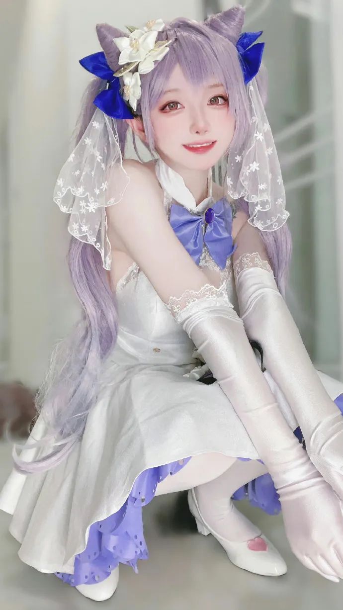 原神cos：白丝+婚纱，刻晴VS甘雨，你最喜欢哪位当老婆！？