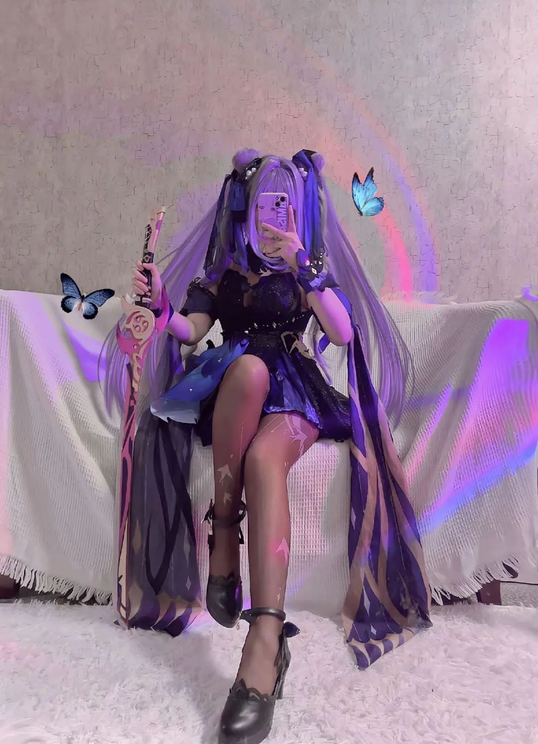 原神cos：黑丝+皮裤，兔女郎甘雨太顶了！白丝制服刻晴！女仆绫华雷神让人狂喜！黑丝旗袍申鹤！