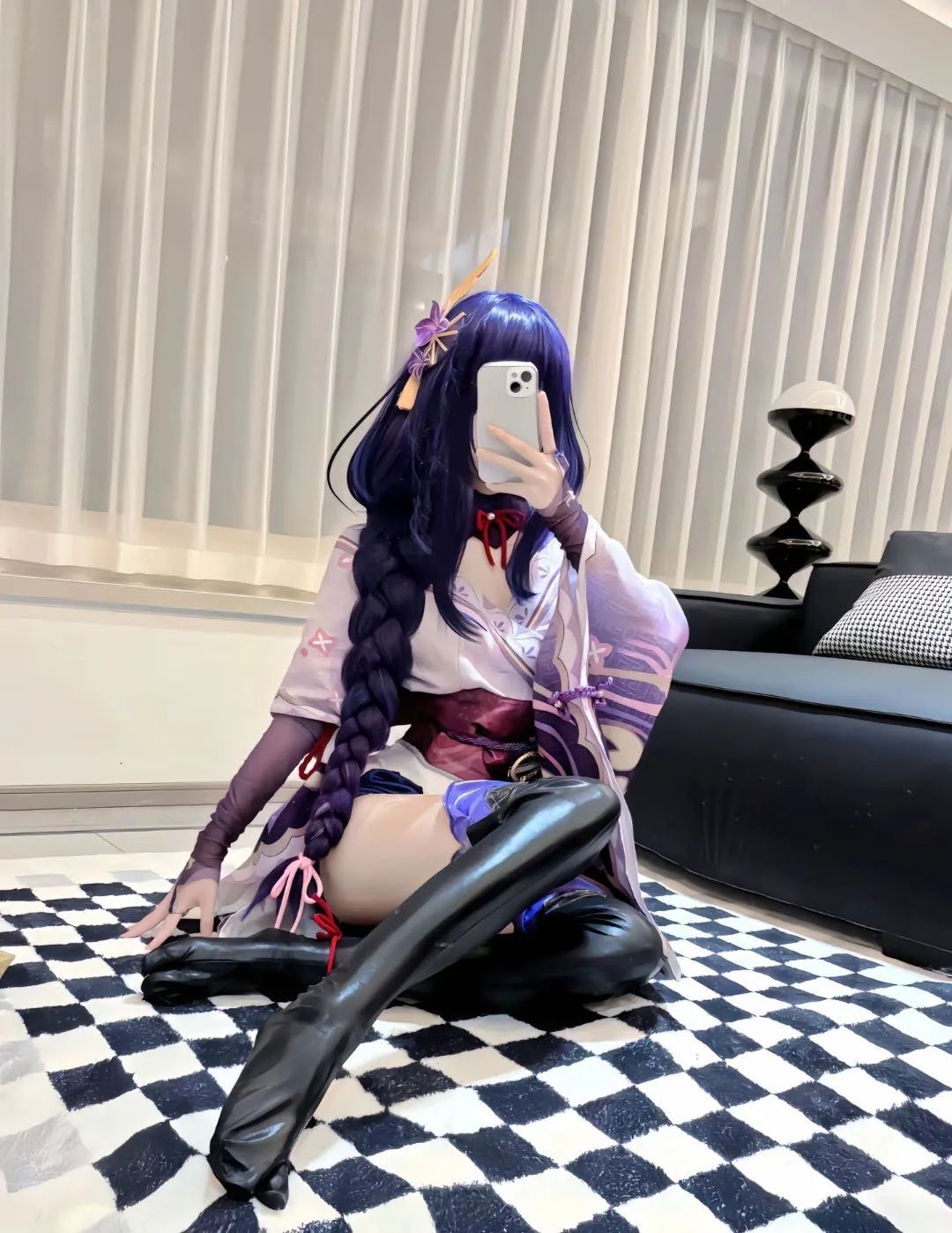 原神cos：黑丝+制服，雷神太御了！黑丝旗袍申鹤，白丝女仆雷神，婚纱刻晴，兔女郎心海谁能不爱？