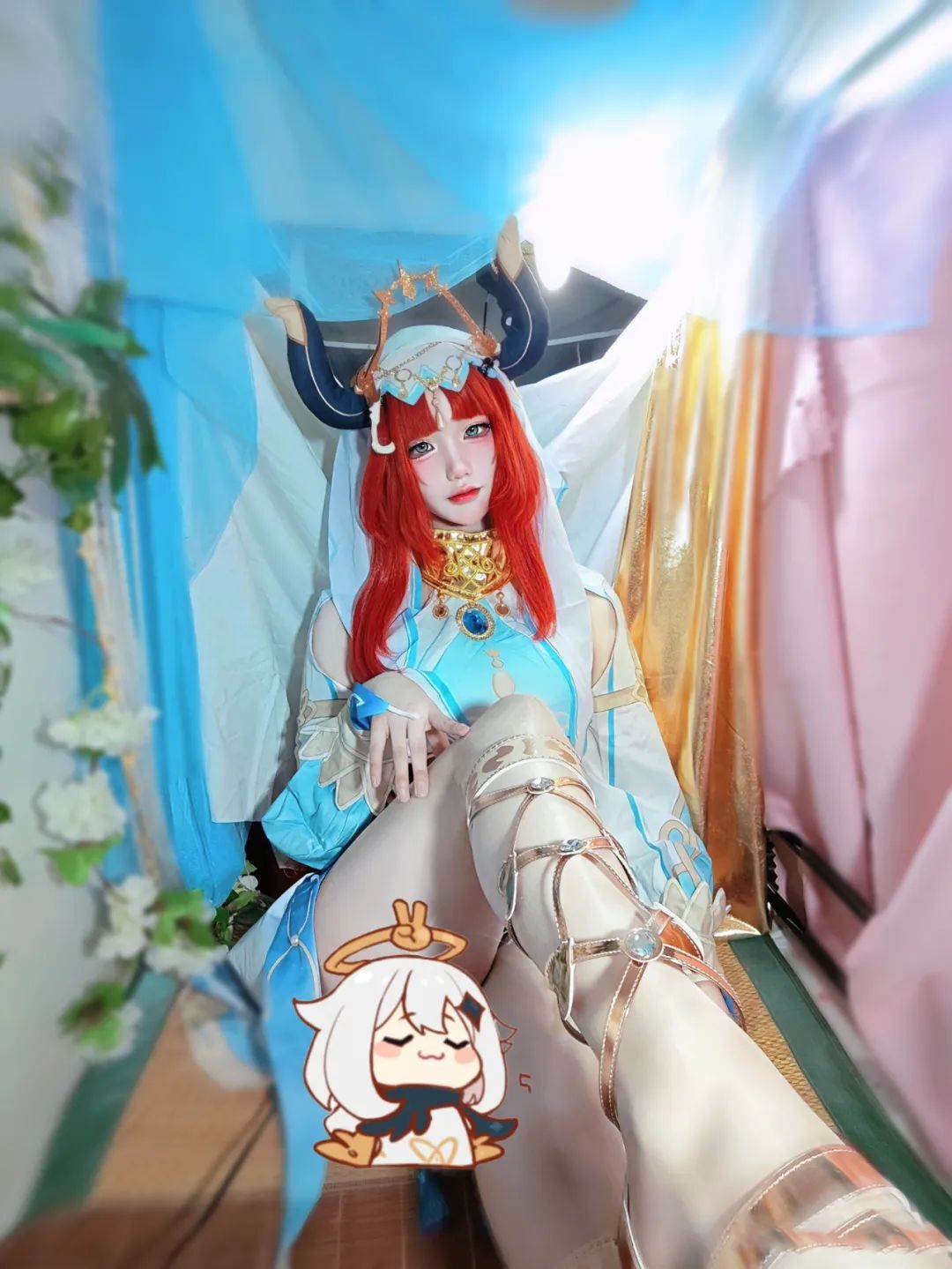 原神cos：裸足+泳装，神子姐姐太御了！妮露撩腿太吸睛！绫华抹胸连衣裙太美了！