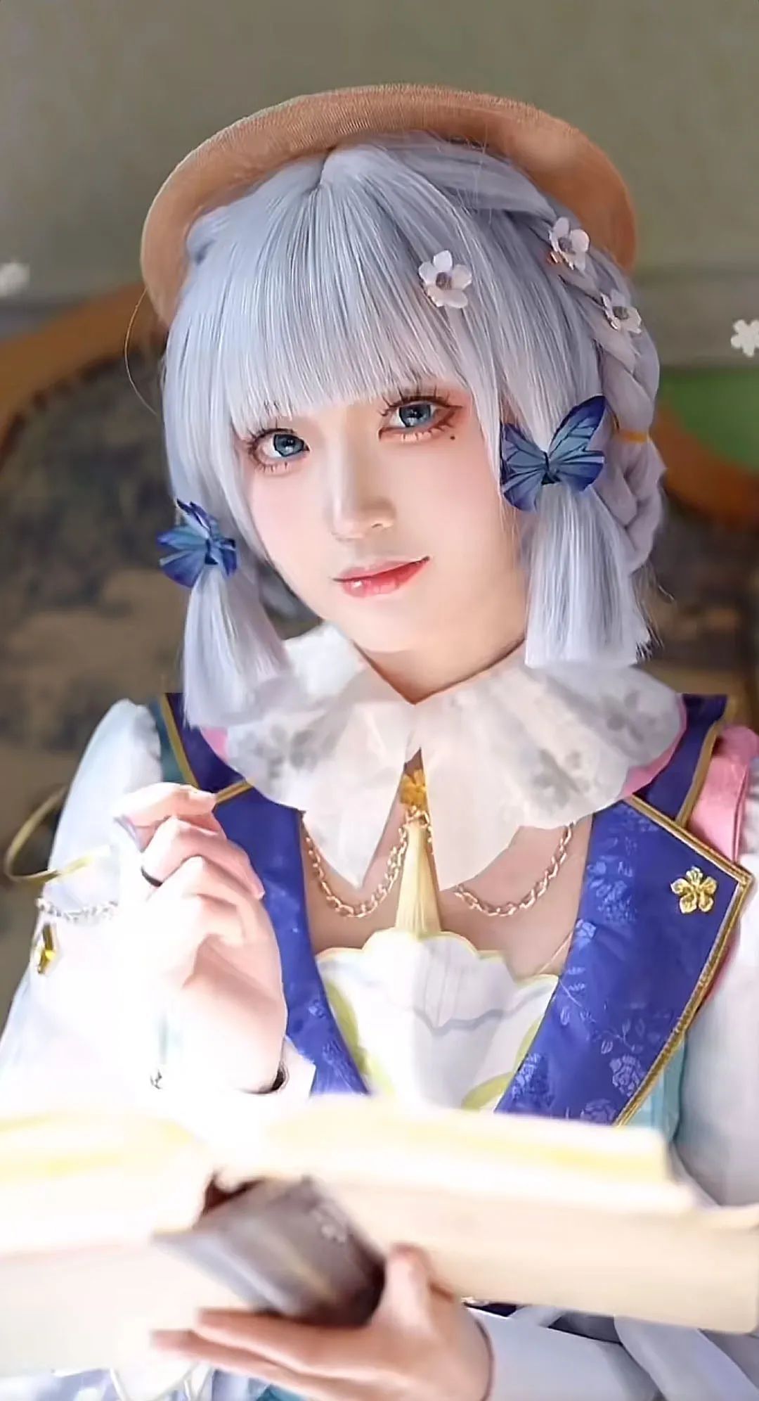 原神cos：女仆胡桃，黑色连衣裙优菈，双马尾女仆莫娜让人狂喜！公主裙心海太甜美了！