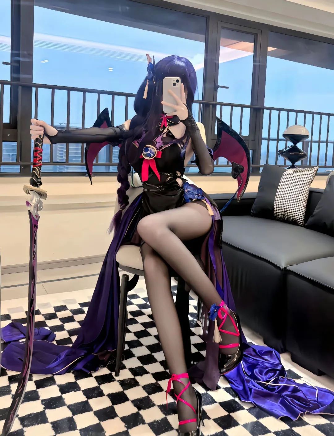 原神cos：黑丝+制服，雷神太御了！黑丝旗袍申鹤，白丝女仆雷神，婚纱刻晴，兔女郎心海谁能不爱？