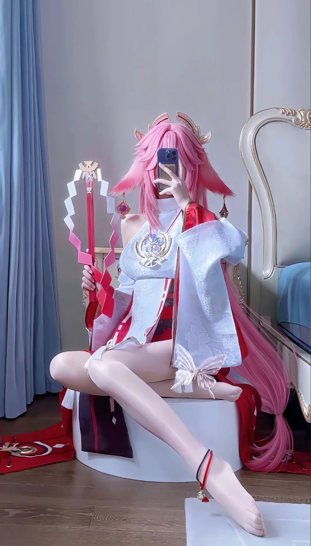 原神cos：破洞黑丝+制服，甘雨太顶了！超短裙心海巨可爱！黑丝双马尾莫娜，黑丝皮裤雷神让人狂喜！