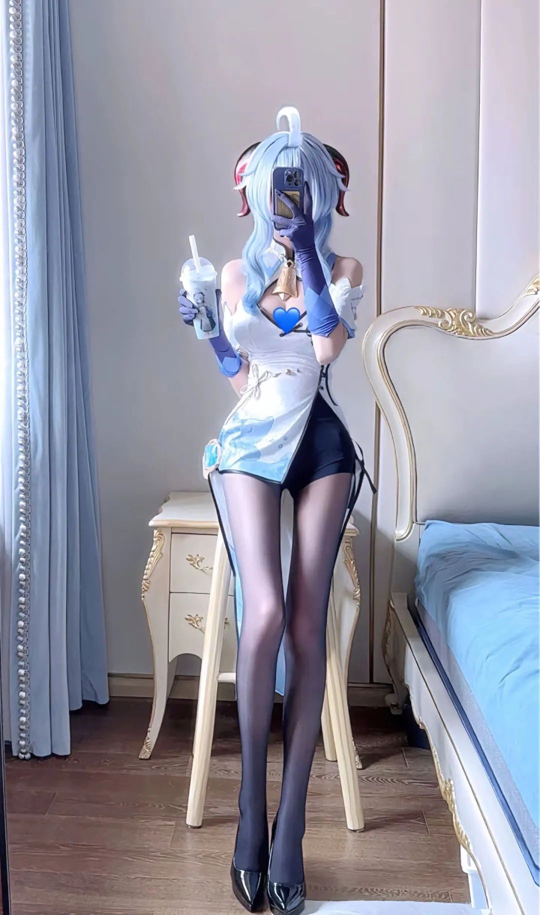 原神cos：破洞黑丝+制服，甘雨太顶了！超短裙心海巨可爱！黑丝双马尾莫娜，黑丝皮裤雷神让人狂喜！