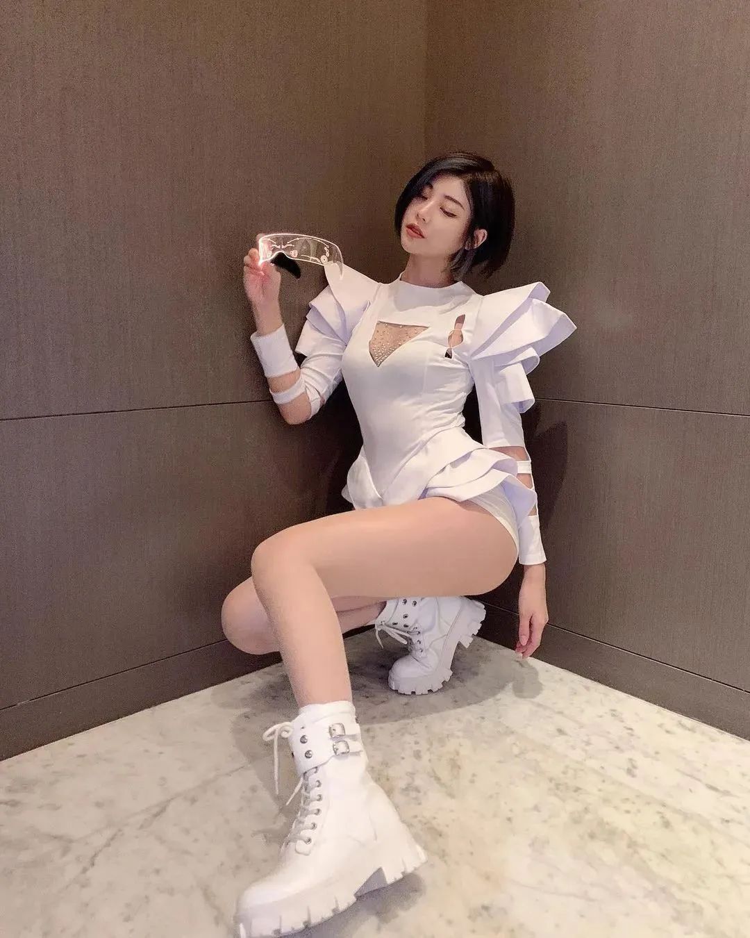 台湾网红小枫，甜美迷人的短发女神