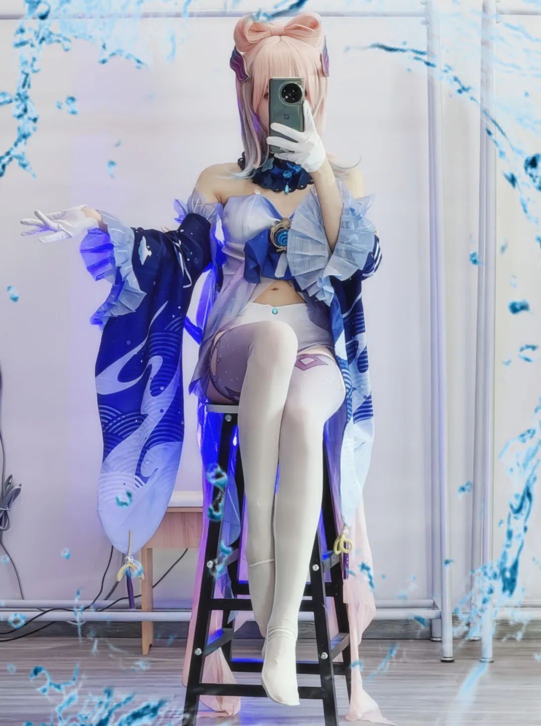 原神cos合集：花嫁神子太美了，勾勒柔软腰线与大长腿的迷人弧线！