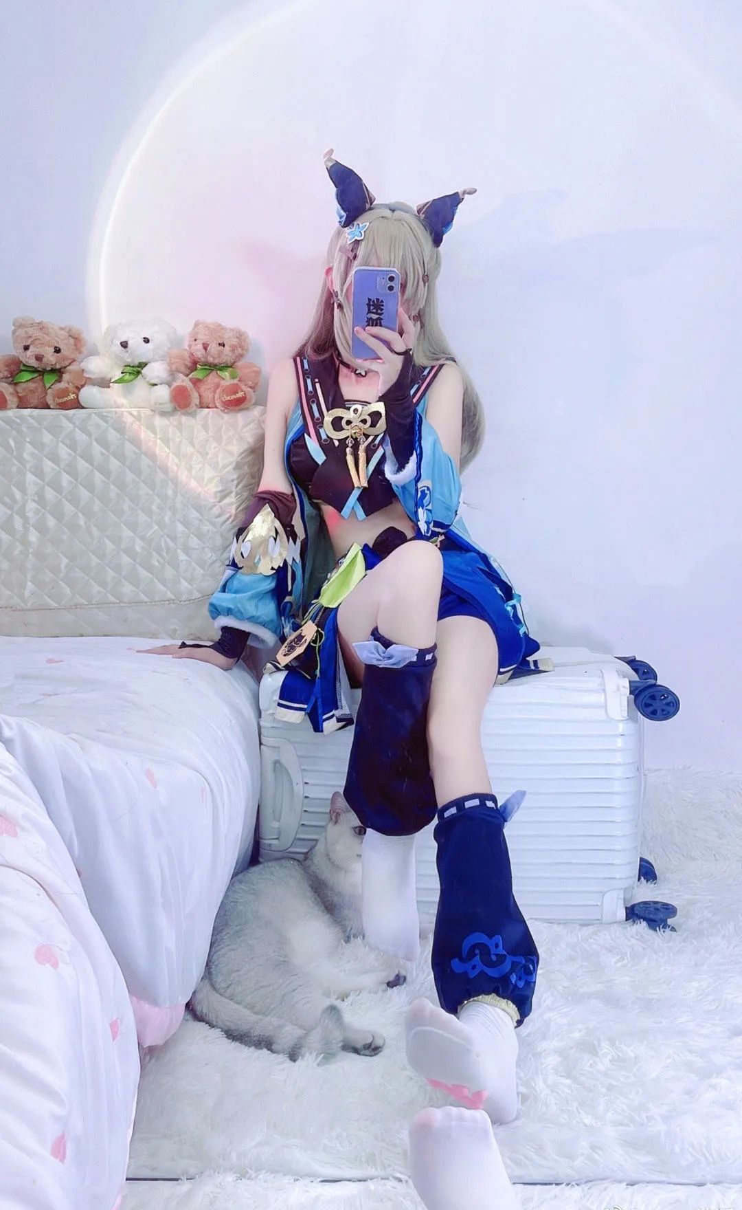 原神cos：黑丝+白色制服，雷神太顶了！绷带宵宫真御！早柚变大了！