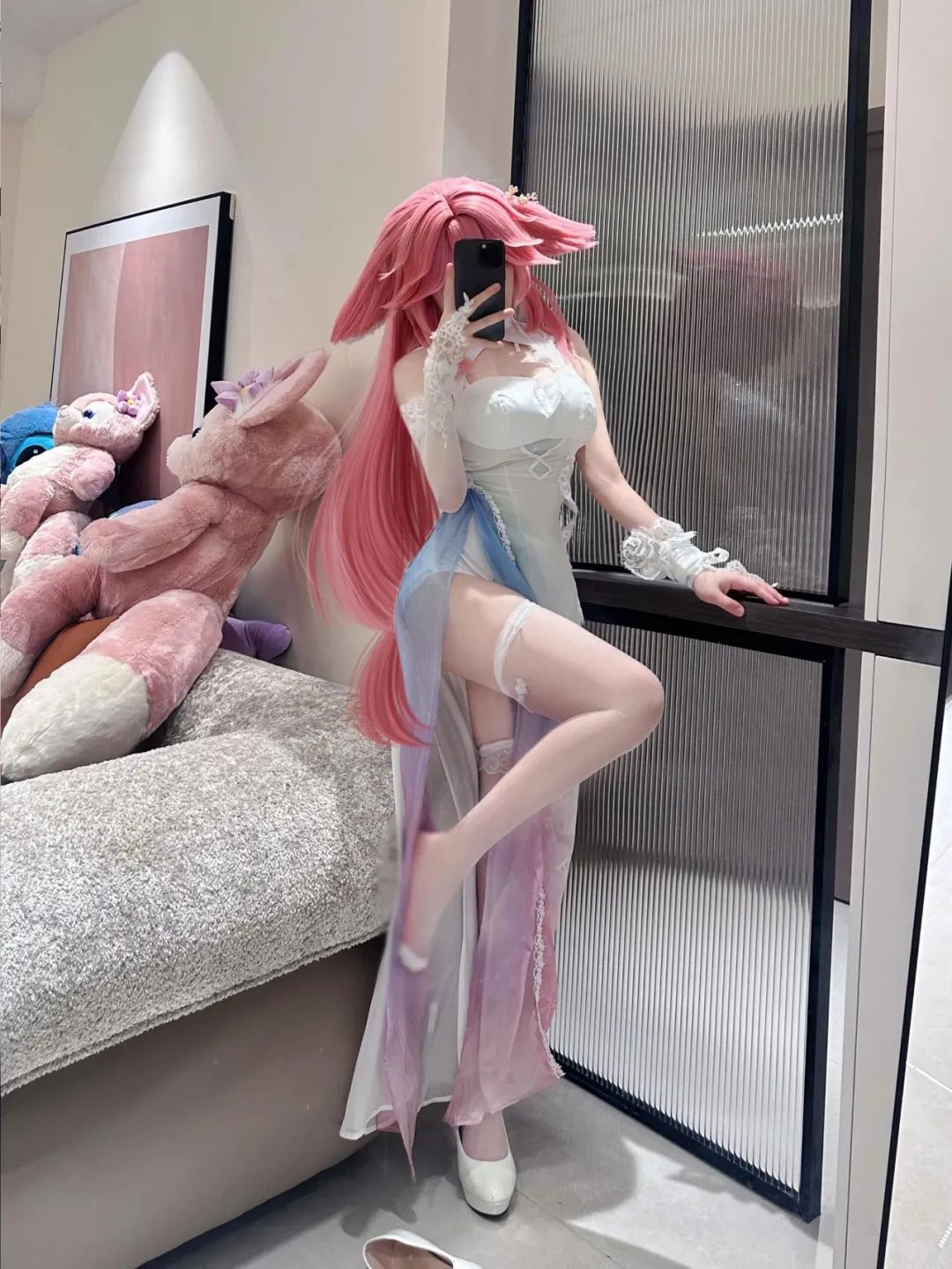 原神cos：白丝+包臀裙，神子美爆！甘雨黑化了！黑丝刻晴，勒肉黑丝旗袍申鹤，女仆雷神太顶了！