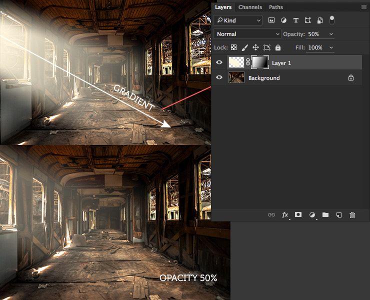 Sun light effect. Ambient light Photoshop tutorial