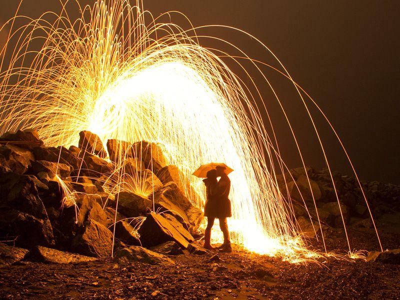 如何拍摄夜景火花喷溅和光绘涂鸦效果