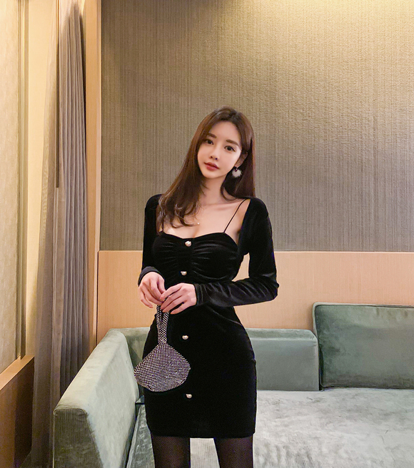 191223_BP更新(夜魅妖狐低胸吊带丝绒珍珠裙)